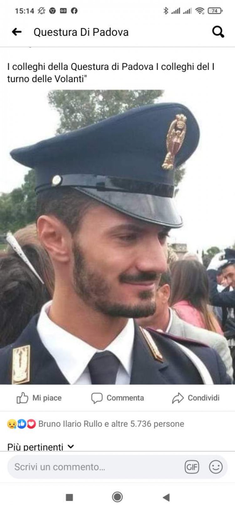 Padova, i poliziotti ricordano Michele Lattanzi