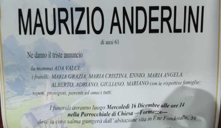 Formazza (VB), ci ha lasciato Maurizio Anderlini