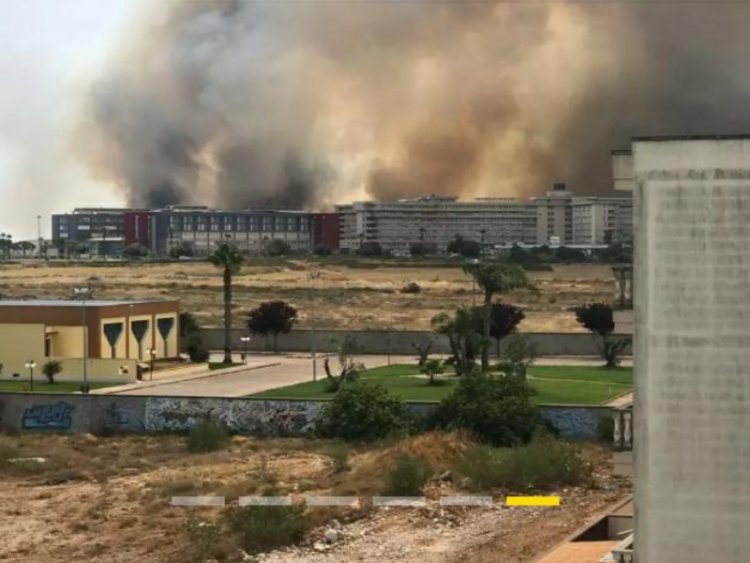L'inferno alle spalle dell'ospedale “Vito Fazzi” di Lecce
